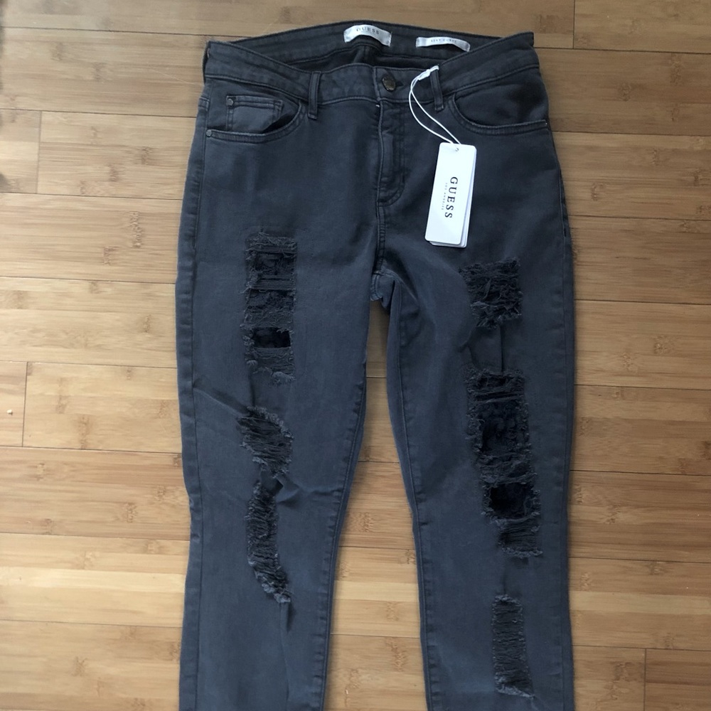 Women’s Guess distressed jeans with lace detail